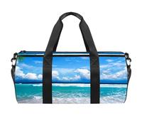 Welcome Summer Sunshine Blue Ocean Tropical Palms Sports Gym Bag Fitness Workout Duffel Bag Travel Bag Tote Equipment Bag for Women Men, multicolor, 17.7x9x9 inches