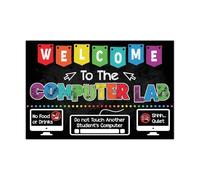 Welcome to Computer Lab Sign Poster Tech Classroom Decor Rules(Framed,12x18inch(30x45cm))