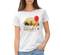 Welcome to Derry Novel Written by Stephen King Inspired Camiseta de Mujer Blanca Size S