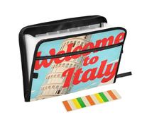 Welcome to Italy Scenery Culture - Bolsillo expandible para archivos, 13 bolsillos, tamaño A4, tamaño carta con cierre de cremallera para carpeta con bolsillos