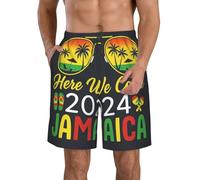 Welcome to Jamaica Print - Pantalones cortos casuales para hombre, ligeros, para verano, playa, secado rápido, pantalones cortos deportivos para entrenamiento, blanco, L
