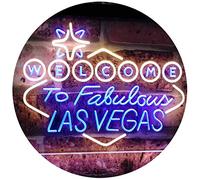 Welcome to Las Vegas Casino Beer Bar Display Dual Color LED Enseigne Lumineuse Neon Sign Bleu et jaune 600 x 400mm st6s64-i3078-by