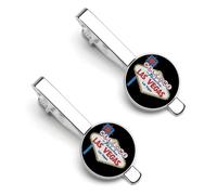 Welcome to Las Vegas - Divertidos clips de corbata para corbata, clips de corbata regulares, corbata, regalos decorativos para hombres, 5.5x2.2cm, Metal