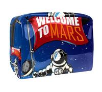 Welcome to Mars Exploration Astronaut Planet - Bolsa de cosméticos para mujer, bolsas de aseo de viaje, bolsa grande de PVC para maquillaje, práctica bolsa organizadora con cremallera, multicolor,