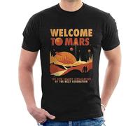 Welcome To Mars Vintage Retro Futurism Propaganda Unisex 100% Cotton Short-Sleeve T-Shirts Black L