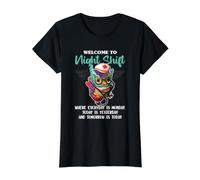 Welcome to Night Shift - Nurse Owls Lover Camiseta gráfica económica, Mujer, Negro, XS