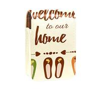 Welcome To Our Home - Estuche portátil para pintalabios para viajes, mini caja de almacenamiento de lápiz labial con espejo para mujeres y mujeres, bolsa de cosméticos de cuero, Varios colores, 9.5x2x7 cm/3.7x0.8x2.7 in