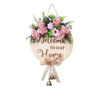 Welcome to Our Home Sign, Spring Wreath, 19.69x11.81 Inches Rustic Pediment with Secure Build, Utility Tool for Front Door Porch Wall Valentine’s Day Decor, Indoor Accessories for Men Women Outdoors