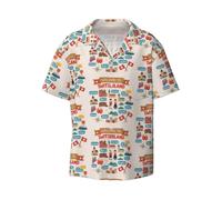 Welcome to Switzerland Travel - Camisa casual de manga corta para hombre, cuello cubano, con botones, clásica, vacaciones, playa, fiesta, yate, Negro, L