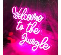Welcome to The Jungle LED neon sign wall decoration pink neon light garden home porch store Christmas living room bar decoration USB 5V, 16.5 "* 13"