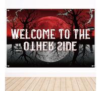 Welcome To The Other Side Telón de Fondo, 150x100cm Pancarta Bosque Terror Extraño Al Revés Decoraciones Fiesta Tenebrosas para Halloween Cumpleaños Decoración Pared Accesorios Fotos
