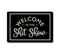 Welcome to The Shitshow Funny Doormat - Tapete de bienvenida de goma antideslizante de 23.6 x 15.7 pulgadas para puerta delantera, tapete de entrada con diseño humorístico, duradero para uso en