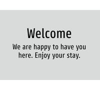 Welcome - We are happy to have you here. Enjoy your stay - Pegatinas A4: 297 x 210 mm - Sin gráficos, solo texto