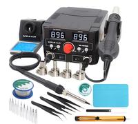 Weld Lux - Kit de estación de soldadura digital de 820 W actualizado, estación de retrabajo de aire caliente 2 en 1 con visualización de °F /°C, conmutación de aire frío/calor, corrección digital de