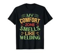 Welder Funny My Comfort Zone huele a Soldadura Camiseta gráfica económica, Hombre, Negro, M