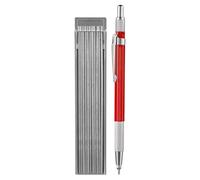Welders Pencil - Portaminas de metal | Carpintero mecánico con 12 recambios redondos plateados de 2,0 mm | Marcador de metal integrado, herramientas de montaje de tuberías para construcción de acero