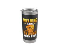 Welding Is Like Sewing With Fire Funny Welder Welders Lovers Vaso térmico de acero inoxidable de doble pared