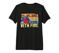 Welding It's Like Sewing with Fire Welders Welder For Men Camiseta Premium