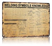 Welding Symbols Chart Retro Aluminum Metal Sign Garage Wall 12x8 Inch