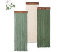 Weldomcor 3 piezas de colgante de pared de macramé boho elegante para decoración del hogar, tapiz de borlas de hilo hecho a mano, decoración de pared moderna para sala de estar, dormitorio, oficina