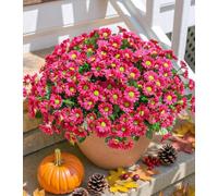 Weldomcor 6 margaritas artificiales para exteriores, decoración de otoño y otoño, resistentes a los rayos UV, ramos de flores de seda para jarrón, jardín, boda, fiesta, hogar, porche, decoración de