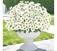 Weldomcor 6 margaritas artificiales para exteriores, decoración de otoño y otoño, resistentes a los rayos UV, ramos de flores de seda para jarrón, jardín, boda, fiesta, hogar, porche, decoración de