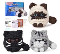 Weldomcor Kit de ganchillo para principiantes, kit completo de 3 piezas de animales de ganchillo con tutoriales de video paso a paso para amantes del ganchillo, juego de amigurumis para principiantes