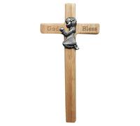 Weldphur Baby Cross For Wall, Crucifijo de madera personalizado Crucifijo de pared Católico para bebé, Blessing Boy Girl Cruces de bautismo para la primera comunión Bautizo y dedicación Regalos
