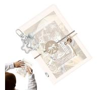 Weldphur Cuaderno anillado pequeño - Bonito 5 anillas cubierta PVC transparente hojas sueltas recargable,Diario y libro de cuentas manual - Escuela Viaje Oficina Registros Diarios Scrapbooking