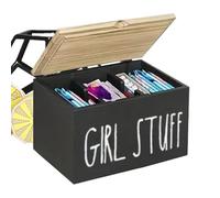 Weldphur Organizador De Tampones Para Baño | Contenedor Con Divisores Internos | Organizador De Madera Para Tampones Y Compresas Con Tapa | Para Toallitas Higiénicas, Complementos De Aseo, Hogar