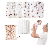 Weldphur Pañales reutilizables para bebé, pañales ajustables para bebé, reutilizables, 4 forros absorbentes y transpirables, funda impermeable con 4 insertos y 1 húmeda para niños y niñas