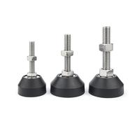 WELDRIC Pies de ajuste fijos resistentes M8 M10 M12 304 Acero Inoxidable Nylon Base Fija/Tornillo Ajustable Fundamento/Herrajes para Muebles Pie de Soporte/Base 50 mm (D50 x M10 x 50)