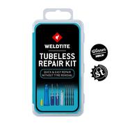 WELDTITE Kit de reparación de neumáticos Tubeless - Incluye Cuerdas de reparación, escofinas y Herramientas para Abrir y Cerrar, solución para Goma y Cuchillo
