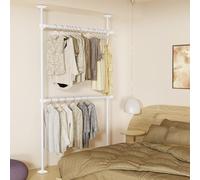 WELDUN Barra telescópica extensible y ajustable para armario, barra divisoria para cortinas, sin daños, 227-312 cm (altura), 71-138 cm (ancho), blanco