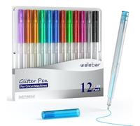 Welebar Bolígrafos de gel con purpurina para Cricut Maker 3/Maker 4/Explore 3/Explore 4/Air 2, paquete de 12 bolígrafos de punta de bola de 0.8 para escribir invitaciones de dibujo