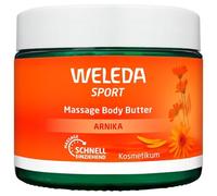WELEDA Bio Sport Masaje Body Butter Arnika - Unisex Naturkosmetik Körperpflege con karité y manteca de cacao para una rápida regeneración y cuidado intensivo después del deporte (vegano, 1 x 150 ml)