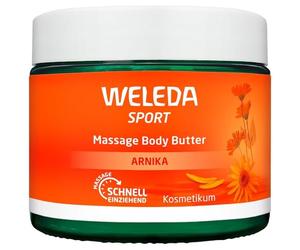 WELEDA Bio Sport Masaje Body Butter Arnika - Unisex Naturkosmetik Körperpflege con karité y manteca de cacao para una rápida regeneración y cuidado intensivo después del deporte (vegano, 1 x 150 ml)
