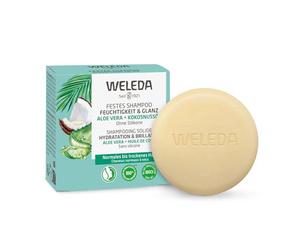 WELEDA Champú orgánico sólido hidratante y brillo - Natural Cosmetic Jabón para el cuidado del cabello para un cabello de aspecto saludable con aloe vera, aceite de coco y proteína de cáñamo. Champú
