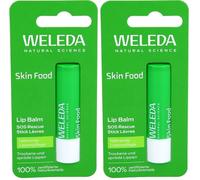 Weleda - Skin Food, Lip Stick, Bálsamo Labial en Barra, Hidrata, Nutre y Protege, con Flores de Manzanilla, Labios Secos o Agrietados, Vegano - 4,8 g (Paquete de 2)