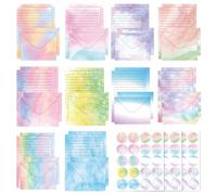 Welhammsae 160 Piezas de Papel de Carta Con Sobre, Exquisito Papel Cartas y Sobres de Acuarela, 50 Papel de Carta con Forro Papelería A5, 50 Sobres y 60 Pegatinas de Sellado, para Invitaciones