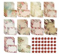 Welhammsae 160 Piezas de Papel de Carta Con Sobre, Exquisito Papel Cartas y Sobres Florales Vintage, 50 Papel de Carta con Forro Papelería A5, 50 Sobres y 60 Pegatinas de Sellado, para Invitaciones