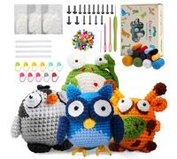 Welhammsae Kit de Ganchillo para Principiantes, Amigurumi Kit de Crochet de Animales para Principiantes con Instrucciones en Video Paso a Paso, DIY Manualidades Set Adultos-Jirafa-Rana-Búho-Pingüino
