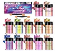 Welhammsae Polvo de Mica Camaleón, 12 Colores x 5g Pigmentos Para Resina Epoxi, Tintes en Polvo de Perla Para Epoxy Resin, Jabón, Velas, Hacer Joyas, Bombas de Baño, Arte Uñas, Limo, Conjunto A