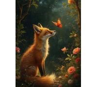 WELIWE 5D Pintura de Diamante Kits DIY diamantes de imitación PinturaKit de Arte Adultos y Niños Decoración de La Pared Del Hogar Mariposa y zorro 40x50 cm