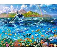 WELIWE 5D Pintura de Diamante Kits DIY diamantes de imitación PinturaKit de Arte Adultos y Niños Decoración de La Pared Del Hogar Peces oceánicos 40x50 cm