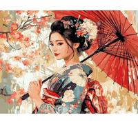 WELIWE 5D Pintura de Diamante Kits DIY diamantes de imitación PinturaKit de Arte Adultos y Niños Decoración de La Pared Del Hogar Mujer en kimono con sombrilla 40x50 cm