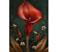 WELIWE 5D Pintura de Diamante Kits DIY diamantes de imitación PinturaKit de Arte Adultos y Niños Decoración de La Pared Del Hogar Flores rojas 40x50 cm