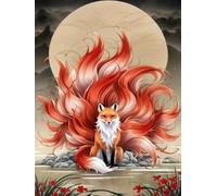 WELIWE 5D Pintura de Diamante Kits DIY diamantes de imitación PinturaKit de Arte Adultos y Niños Decoración de La Pared Del Hogar Zorro bajo la luna llena 40x50 cm