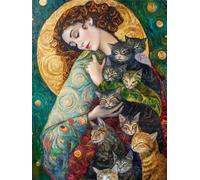 WELIWE 5D Pintura de Diamante Kits DIY diamantes de imitación PinturaKit de Arte Adultos y Niños Decoración de La Pared Del Hogar Mujer y gato 40x50 cm