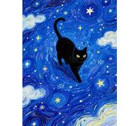 WELIWE Juego de pintura de diamantes 5D para adultos DIY kit de imitación de cristal decoración de la Pared del hogar Gato cósmico estrellado 40x50 cm